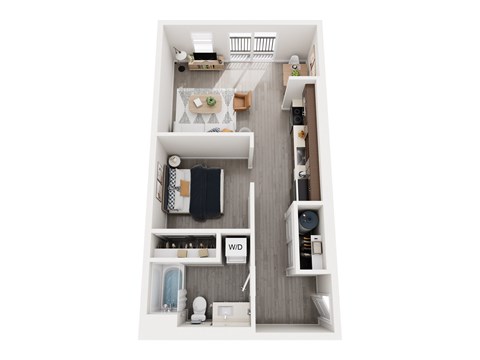 Floor plan for 1 bed, 1 bath, 625 sqft